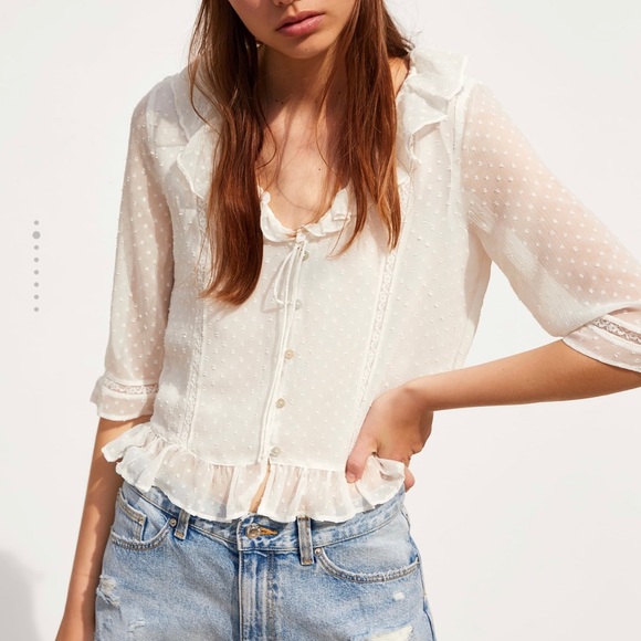 Zara White Ruffle Blouse - Picture 7 of 7